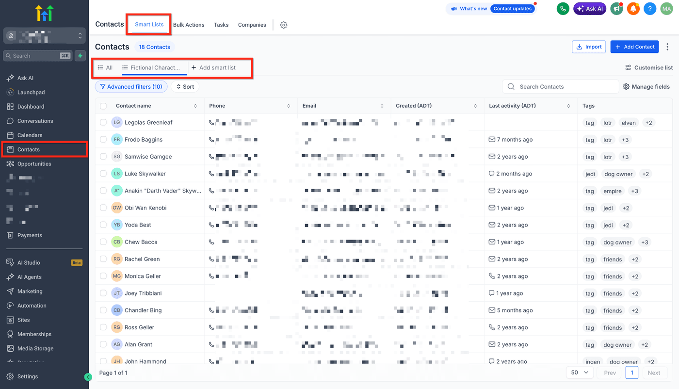 A customer record showing tags, notes and conversation history